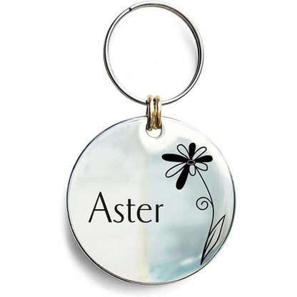 Acatinthetree Cats Dogs ID Tags Personalized Engraving Birth Flowers Pattern Custom Pet Collar Accessories 316L Stainless Steel Round Name Plate