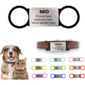 Mio Crafts Personalized Slide On Silicone And Metal Pet Identification Tag For Dogs And Cats Custom Engraved Silent Collar Tag Silver Metal