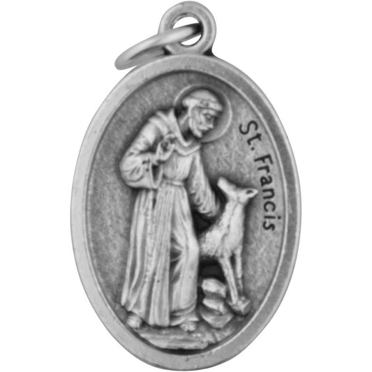 Venerare One Inch Saint Francis Of Assisi Pet Medal Silver Tone Animal Protection Charm Collar Attachment Made In Italy