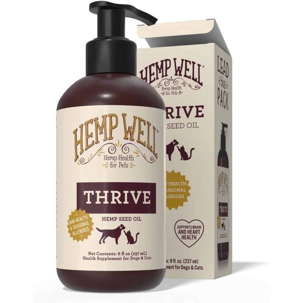 Hemp Well Thrive Oil bottle front view for pets