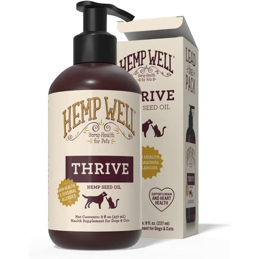 Hemp Well Thrive Oil bottle front view for pets
