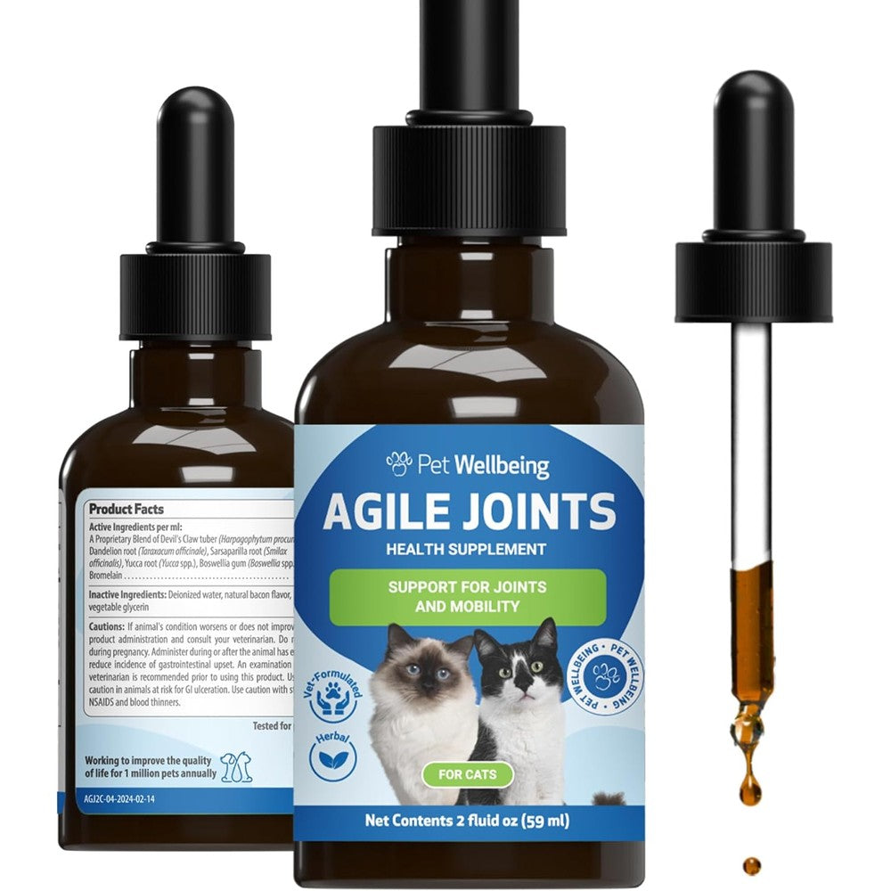 Pet Wellbeing Agile Joints for Cats front view bottle