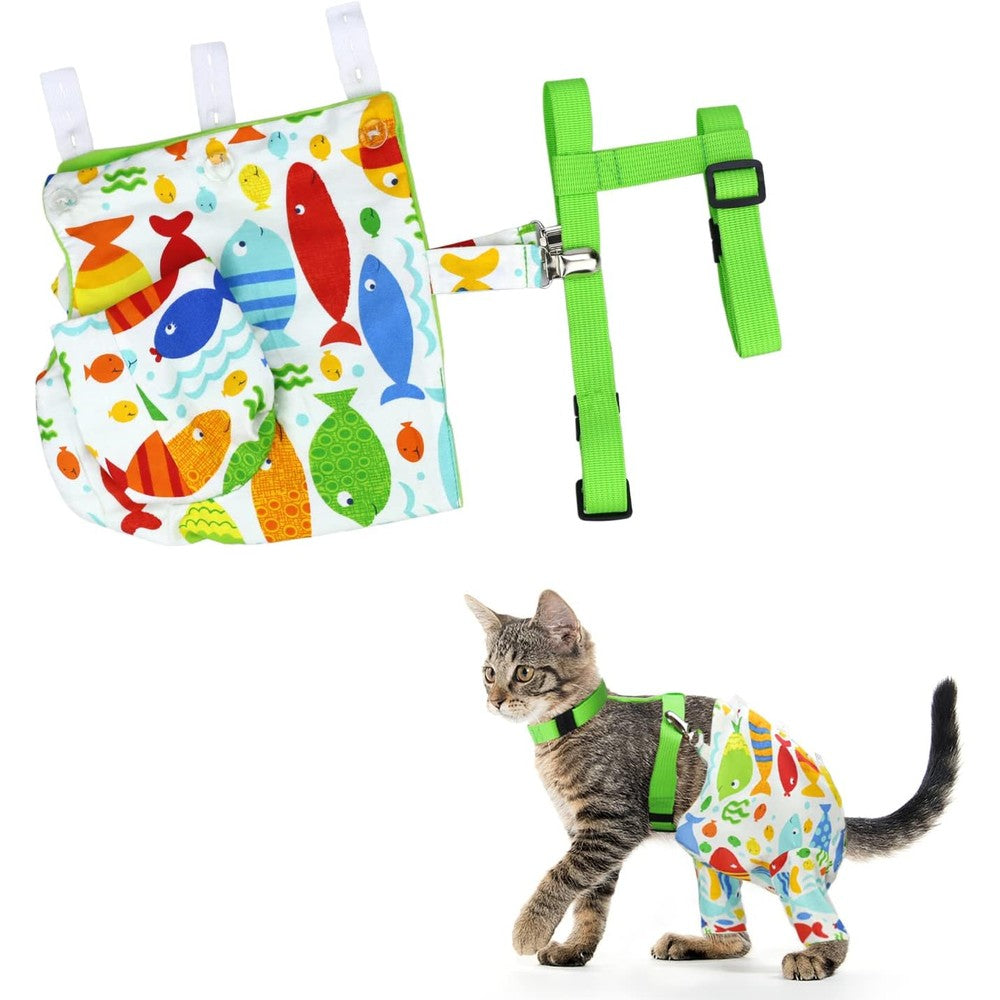 Pranovo cat hind leg protection suit front view for post-surgery recovery