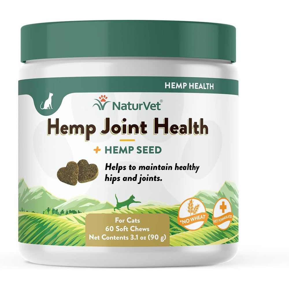 NaturVet hemp joint health cat soft chews front view product packaging