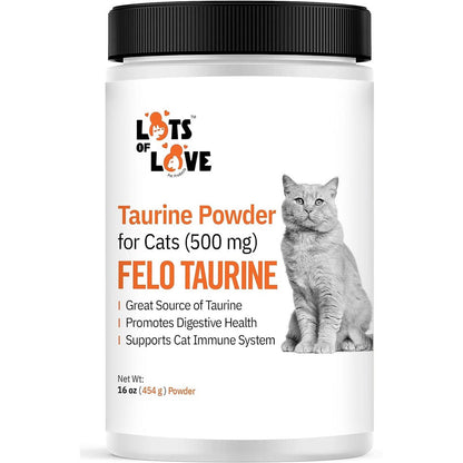 Lots Of Love Pet Products FELO Taurine Supplement For Cats Water Soluble Taurine Powder For Cat Heart And Vision Support 16 Ounce