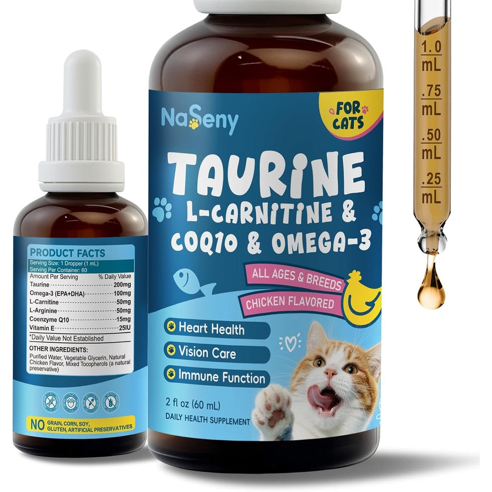 Brightbarki Taurine Drops for Cats front view bottle of liquid feline supplement