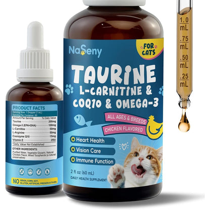 Brightbarki Taurine Drops for Cats front view bottle of liquid feline supplement