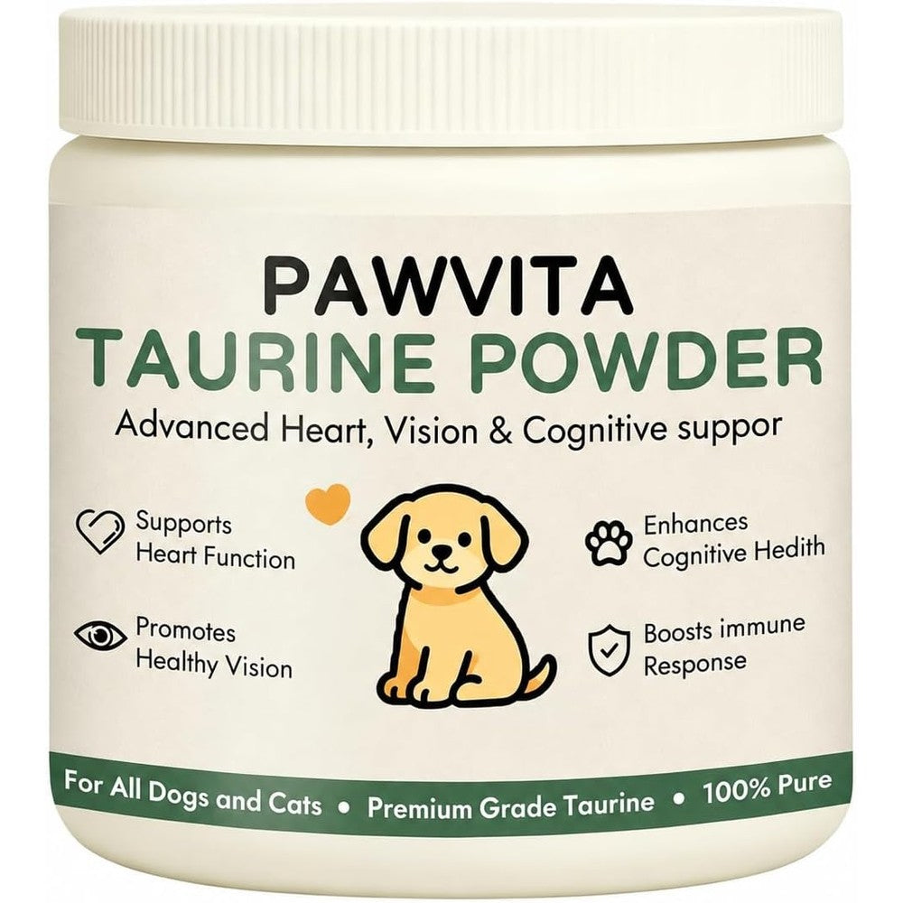 YOCMIPS Pawvita Taurine Powder for Dogs 200g container front view.