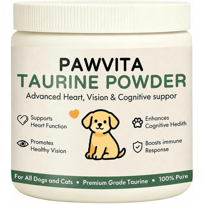 YOCMIPS Pawvita Taurine Powder for Dogs 200g container front view.
