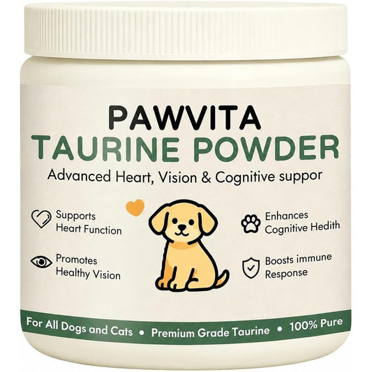 YOCMIPS Pawvita Taurine Powder for Dogs 200g container front view.