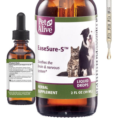 PetAlive EaseSure-S Nervous System Support For Dogs And Cats Herbal Drops For Involuntary Movements 2 Fluid Ounce