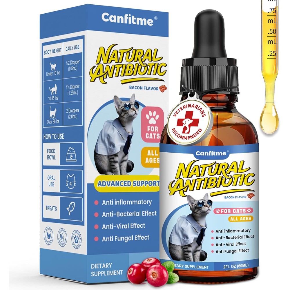 Carmelie natural antibiotic for cats 2 fluid ounce front view bottle
