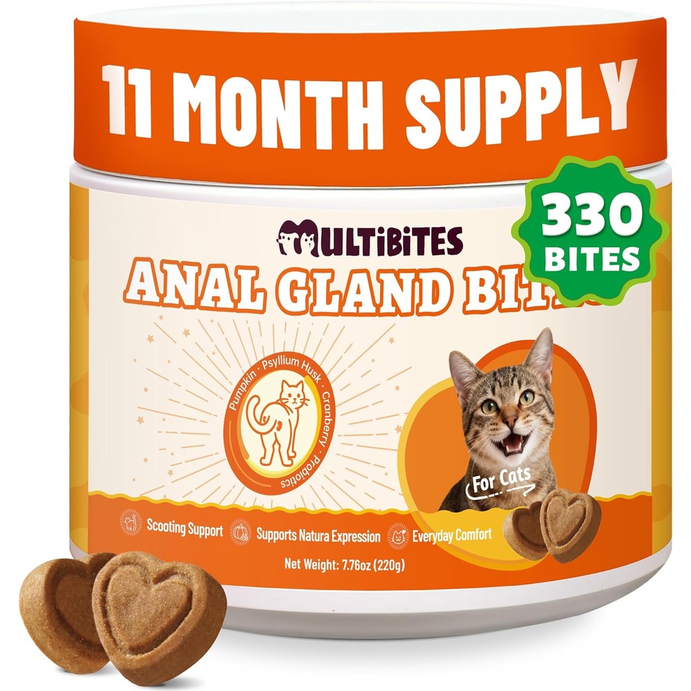 Multibites Anal Gland Support Bites for Cats front view premium pet supplement packaging