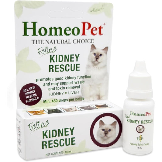 HomeoPet Feline Kidney Rescue 15ml bottle front view showing packaging details
