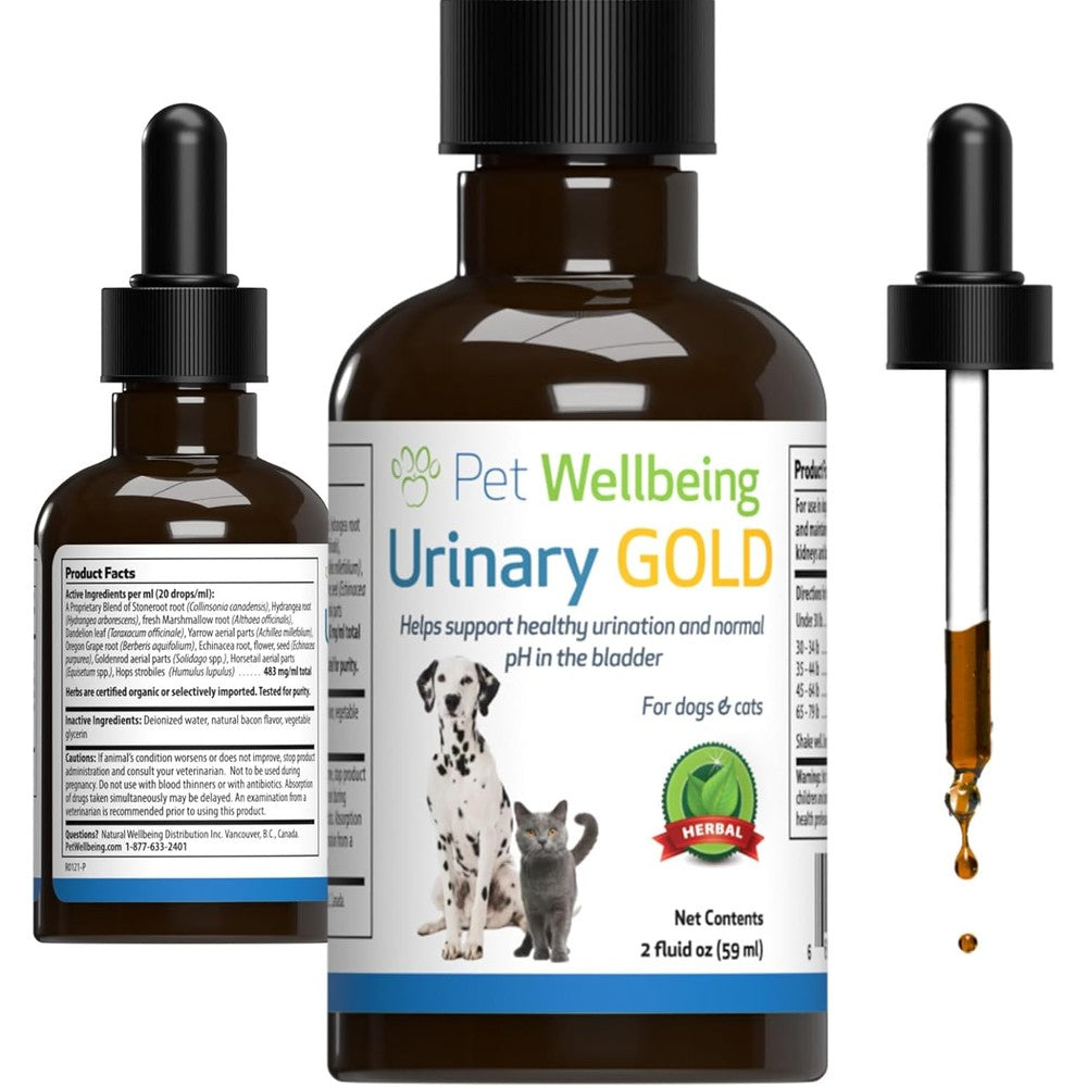 Pet Wellbeing Urinary Gold For Cats front view bottle