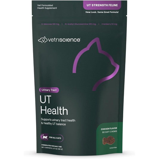 VetriScience UT Health Urinary Tract And Bladder Support Supplement Chews For Cats Chicken Flavor 60 Count