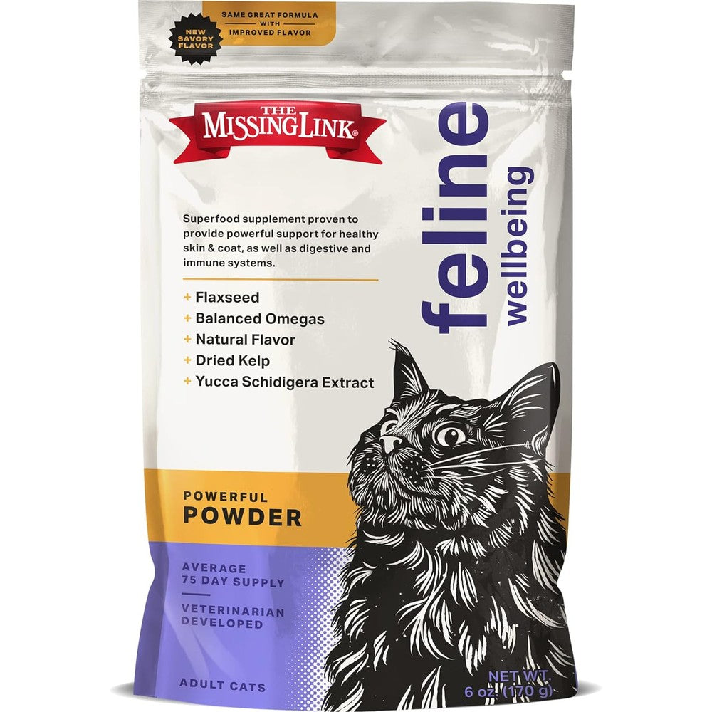 The Missing Link Feline Superfood Supplement Powder Balanced Omega Fatty Acids Veterinary Formulated Cat Nutrient Formula Six Ounce
