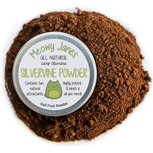 Meowy Janes Silver Vine For Cats All Natural Catnip Alternative Potent Organic Silvervine Powder Activity Relief Reusable Tin 45 Grams