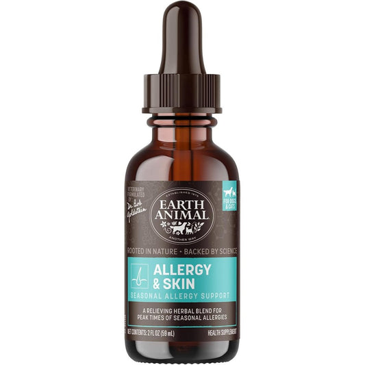 Earth Animal Apothecary Allergy And Skin Liquid Supplement For Dogs And Cats Natural Daily Allergen Protection Herbal Drops Two Fluid Ounces