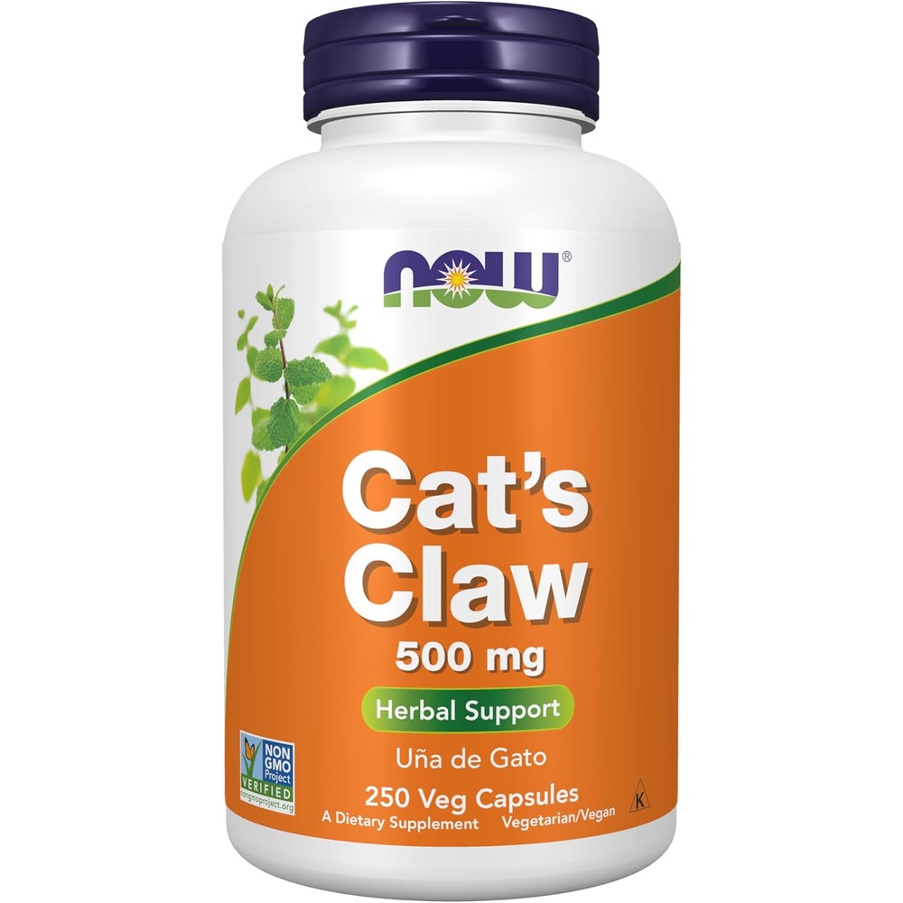 NOW Foods Cat's Claw 500 Milligrams Non-GMO Project Verified Herbal Supplement For Immune Support and Inflammatory Balance 250 Vegetable Capsules