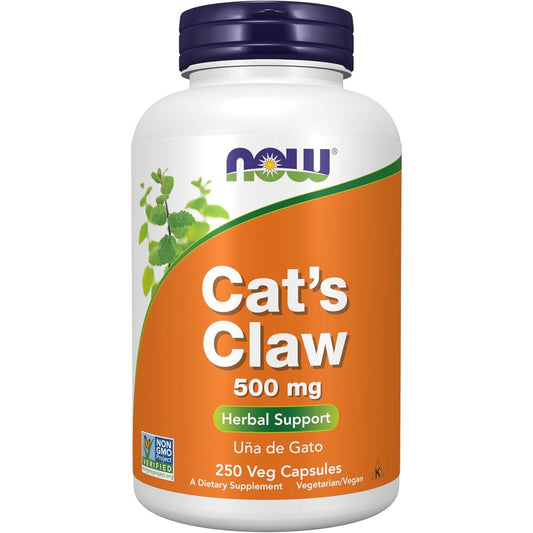 NOW Foods Cat's Claw 500 Milligrams Non-GMO Project Verified Herbal Supplement For Immune Support and Inflammatory Balance 250 Vegetable Capsules
