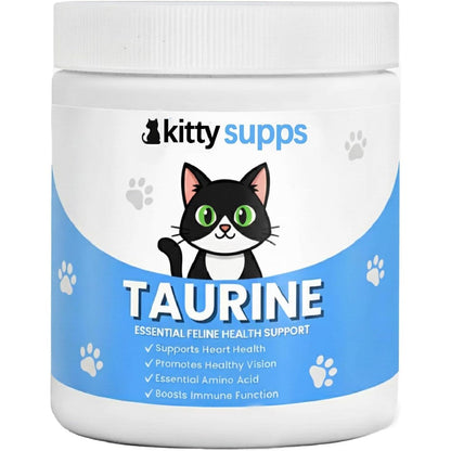 Skaal KittySupps Taurine Supplement front view container with dosing spoon for cat heart health