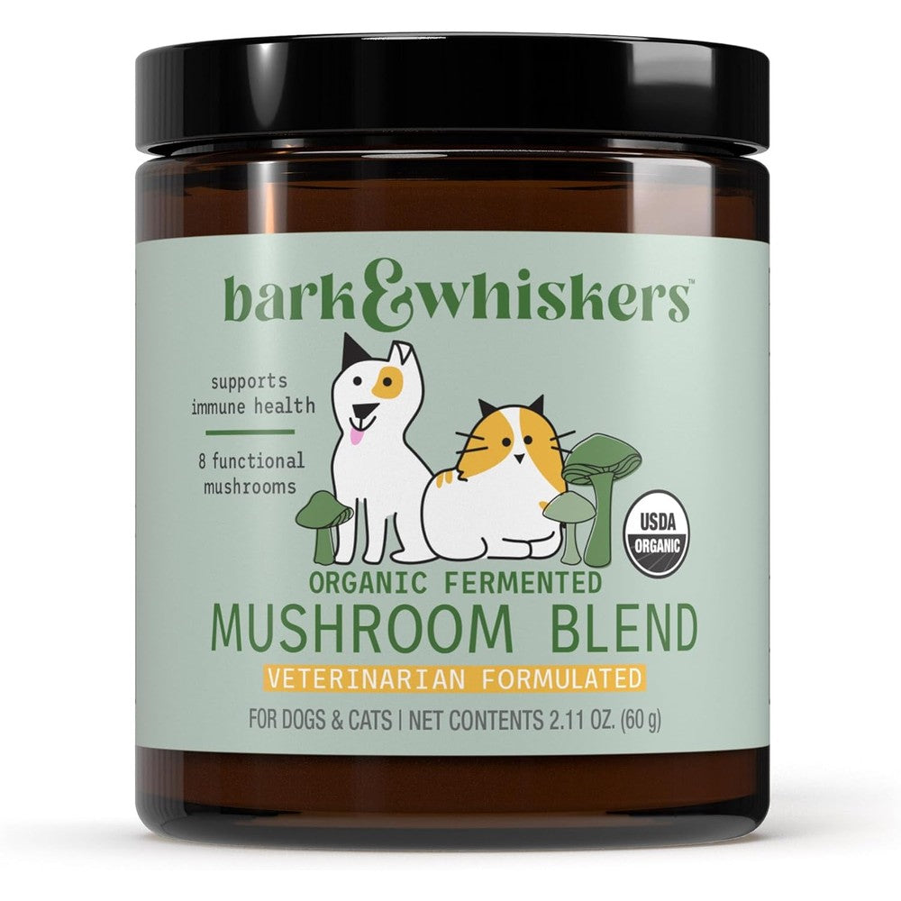 Dr. Mercola Bark And Whiskers Organic Fermented Mushroom Blend front view jar