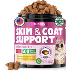 Cudory Omega 3 for Cats front packaging view showing five hundred skin and coat health chews.