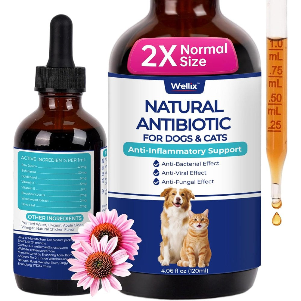 Wellix Natural Antibiotics for cats and dogs front view packaging
