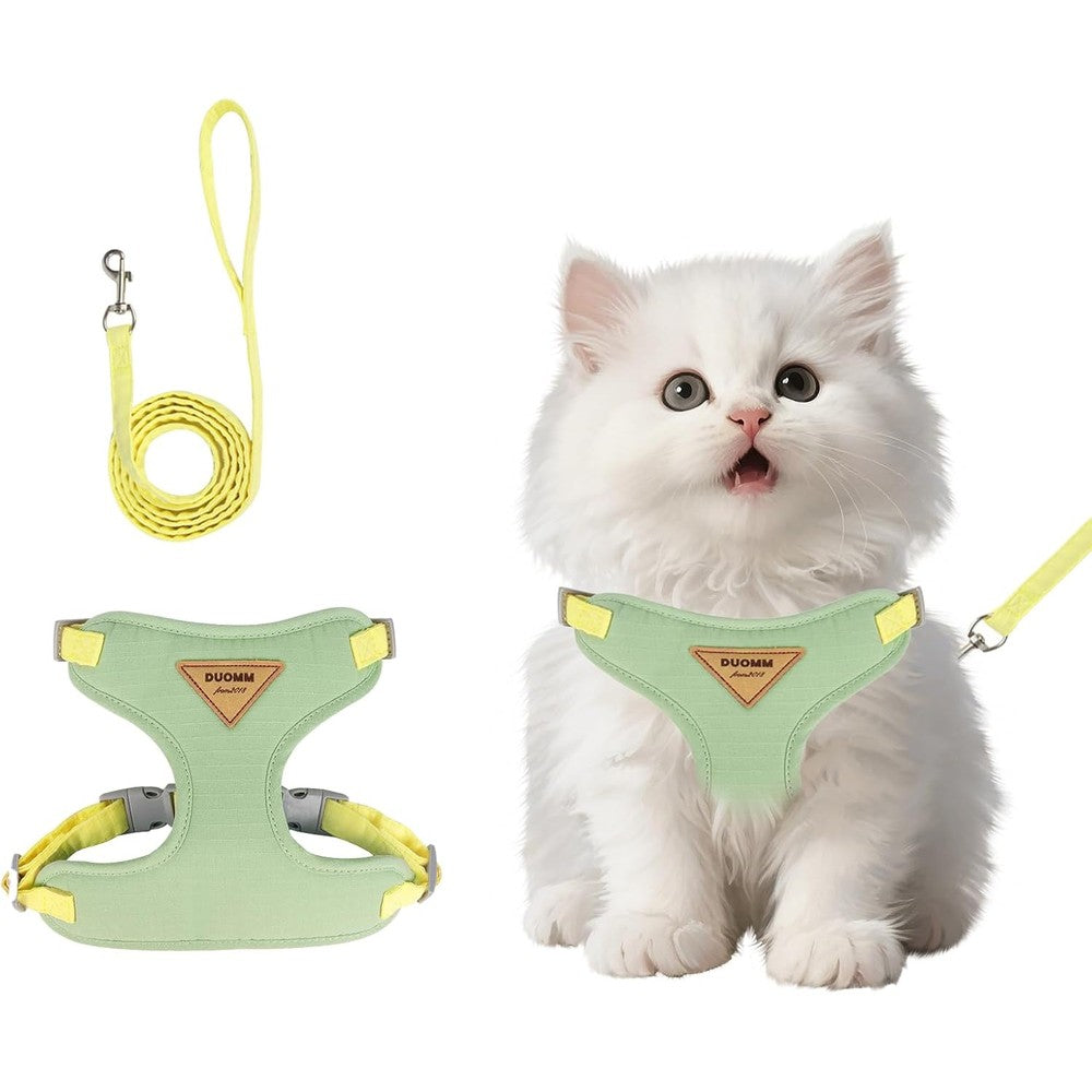 Wanheart Cat Harness and Leash Set Escape Proof Adjustable Breathable Mesh Outdoor Walking Vest Combo for Kittens and Adult Cats Green Small Size