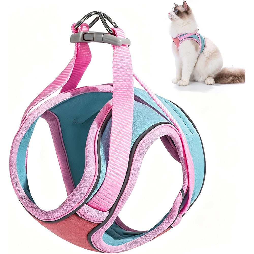 Naiwudful Escape Proof Cat Harness And Leash Set Adjustable Soft Breathable Step In Reflective Vest For Cats And Small Dogs Pink Medium