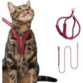 BuddyArmor Escape Proof Y Shape Cat Harness And Hands Free Rope Leash Set Adjustable Anti Choke Padded Vest For Cats Burgundy Medium