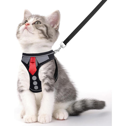 NCMAMA Escape Proof Cat Harness And Leash Set For Walking Soft Adjustable Breathable Mesh Kitten Vest With Reflective Strips Black Extra Small
