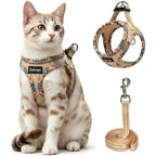Zelvian Escape Proof Cat Harness and Leash Set Adjustable Vest Soft Reflective Mesh Step In Fit Walking Gear Beige Plaid Small Size