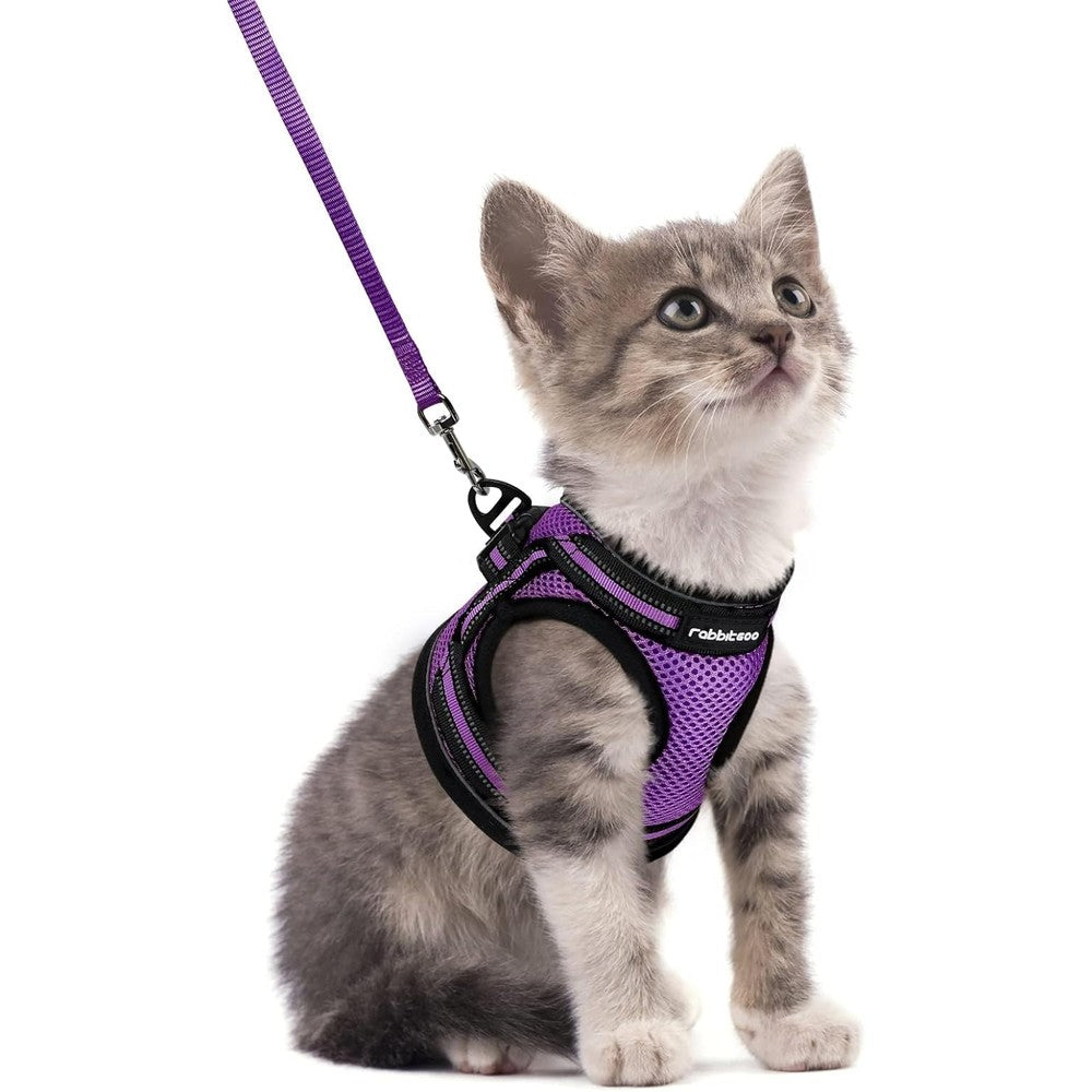 Rabbitgoo Cat Harness And Leash Set Step In Escape Proof Feline Vest Purple Small