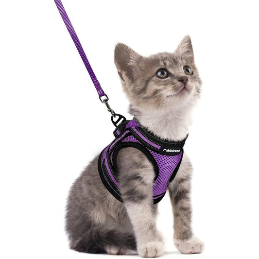 Rabbitgoo Cat Harness And Leash Set Step In Escape Proof Feline Vest Purple Small