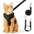 MHHYQF Cat Harness And Leash Set For Walking Escape Proof Soft Adjustable Vest Harness For Cats Easy Control Breathable Reflective Strips Black Small