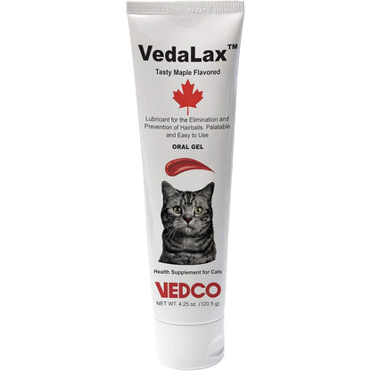 Vedco VedaLax Hairball Remedy Oral Gel front view tube for feline digestive health.