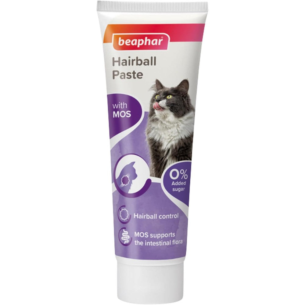 Beaphar 2 in 1 Cat Hairball Remedy Paste 100 Grams front view supplement tube