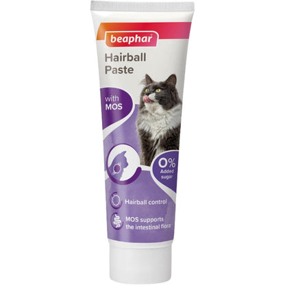 Beaphar 2 in 1 Cat Hairball Remedy paste tube front view for cat digestive health.