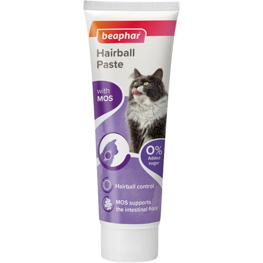 Beaphar 2 in 1 Cat Hairball Remedy paste tube front view for cat digestive health.