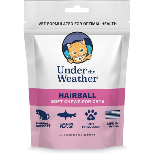 Under The Weather Pet Hairball Support For Cats sixty soft chews front packaging view