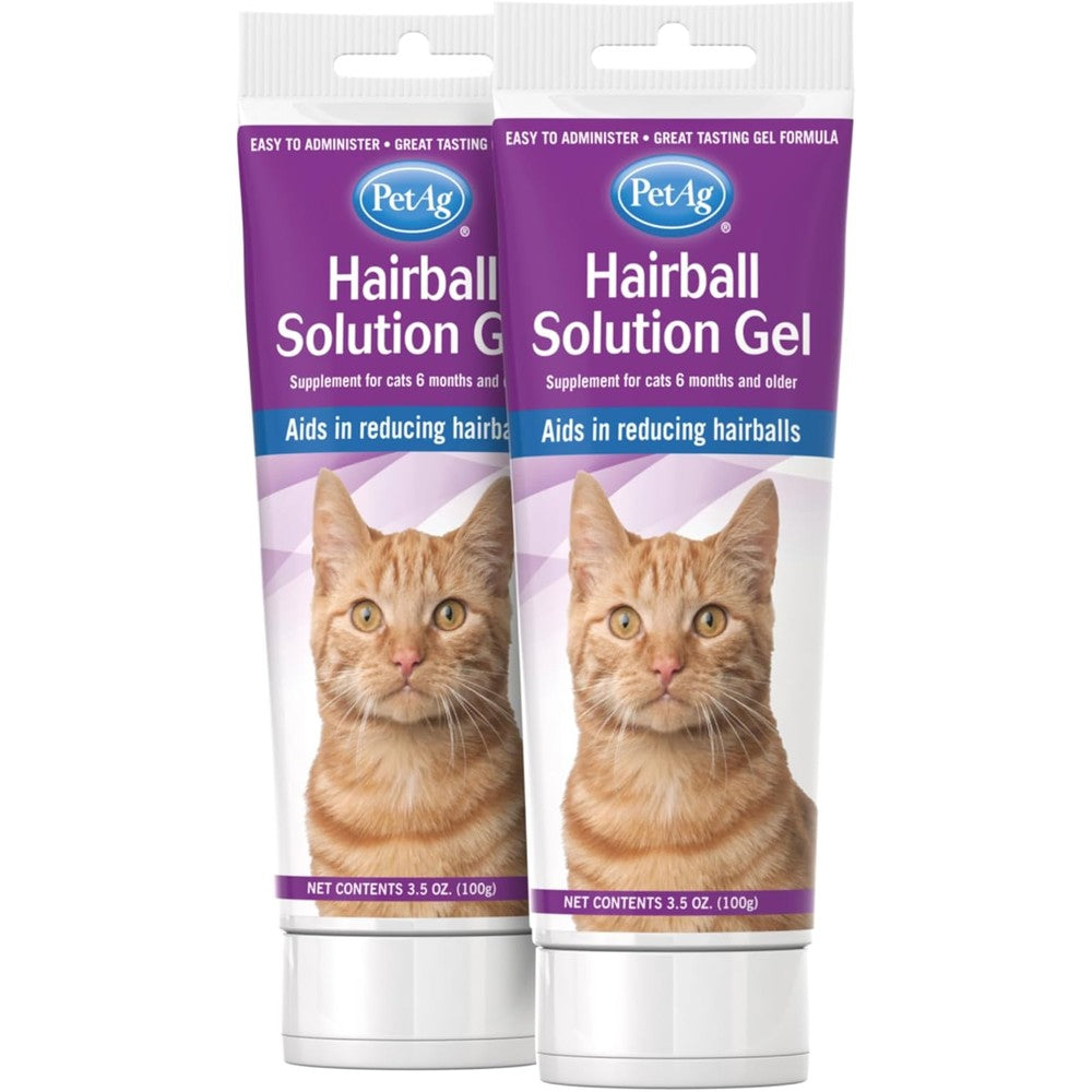 PetAg Hairball Solution Gel Supplement for Cats front packaging view for feline digestive care