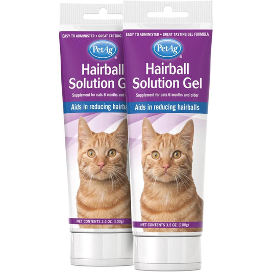 PetAg Hairball Solution Gel Supplement for Cats front packaging view for feline digestive care
