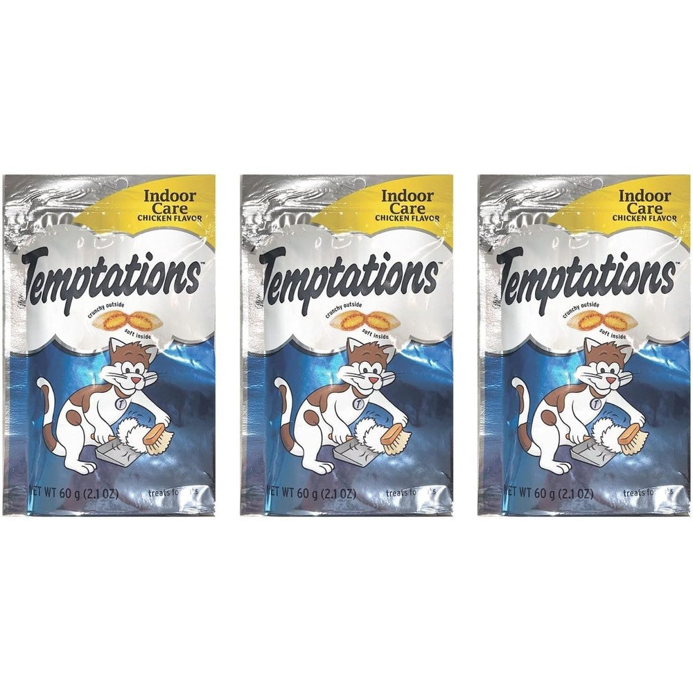 Temptations Indoor Care Chicken Flavor Cat Treats pack of three front view