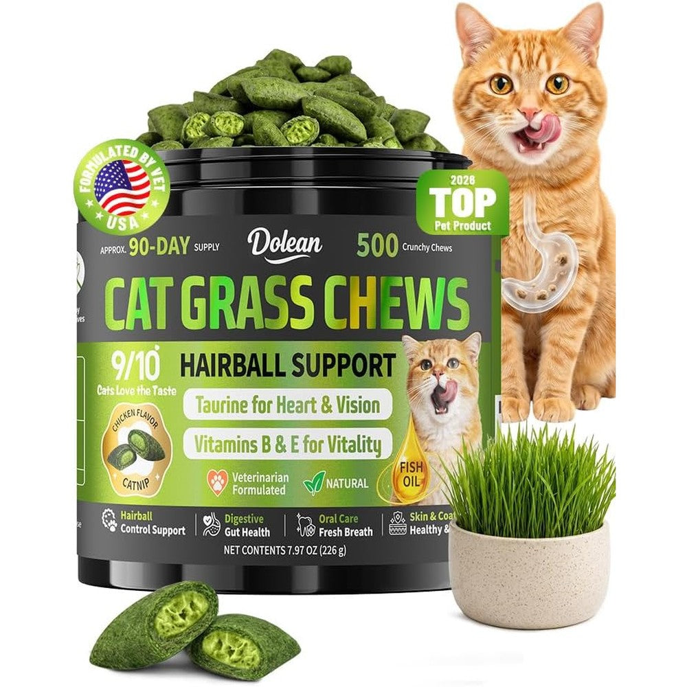 Zhsteveg Dolean Cat Grass Treats front packaging view for hairball control