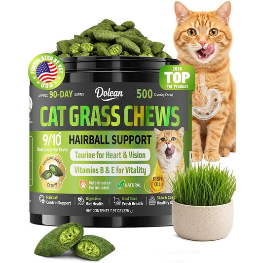 Zhsteveg Dolean Cat Grass Treats front packaging view for hairball control