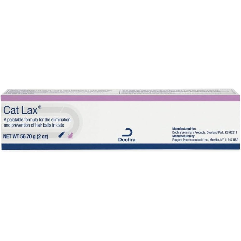 Dechra CatLax hairball elimination gel packaging front view for pet digestive health.