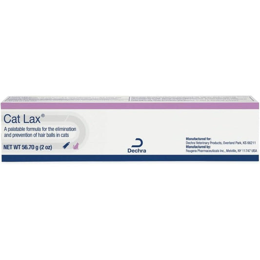 Dechra CatLax hairball elimination gel packaging front view for pet digestive health.