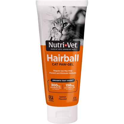Nutri-Vet Hairball Paw-Gel for Cats 3 Ounce front view package packaging